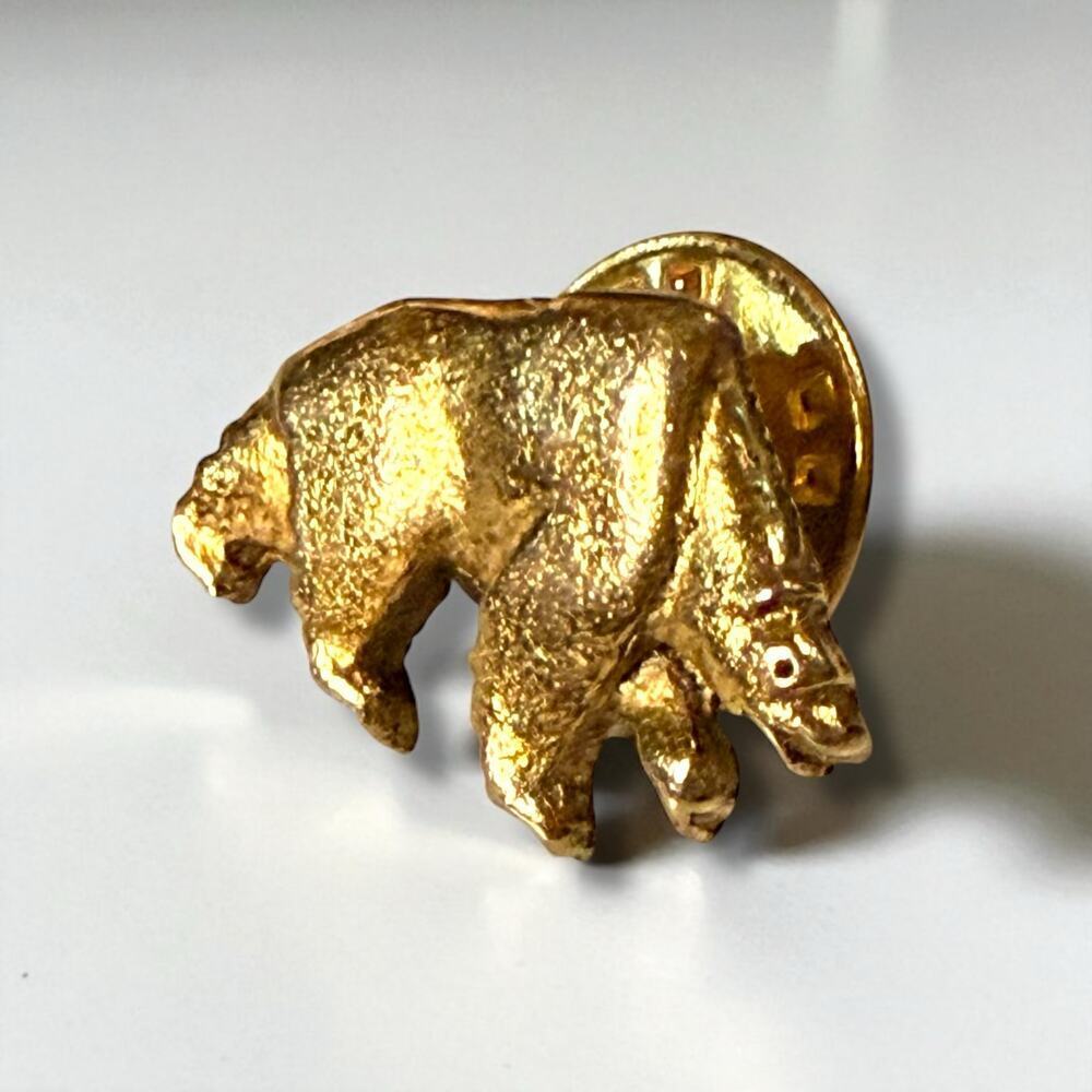 Vintage Russian Bear Gold Tone Lapel Pin USSR